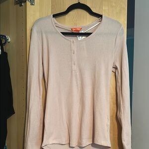 Joe Fresh Pink Ribbed Button Down Polo Top